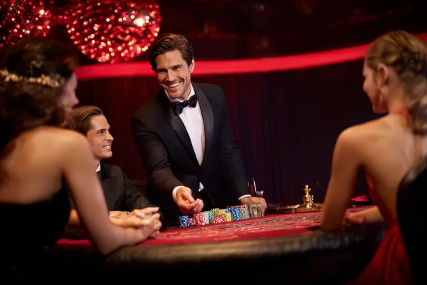 A confident dealer surrounded by casino chips inviting players to access their SLO16 account, reflecting quick and easy login options.